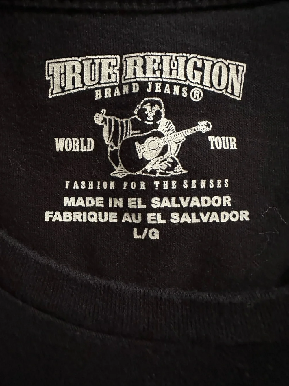 True Religion Buddha Graphic T-Shirt Black Short Sleeve Men's Large Cotton